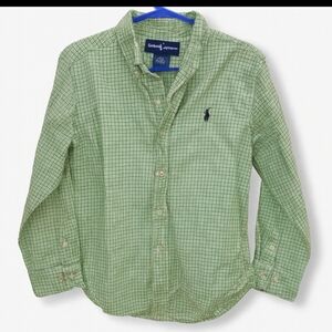 Ralph Lauren Green Checkered Button Down Boys Sz Sm